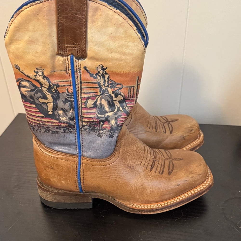 Roper Tan and Blue Kids Cowboy Boots